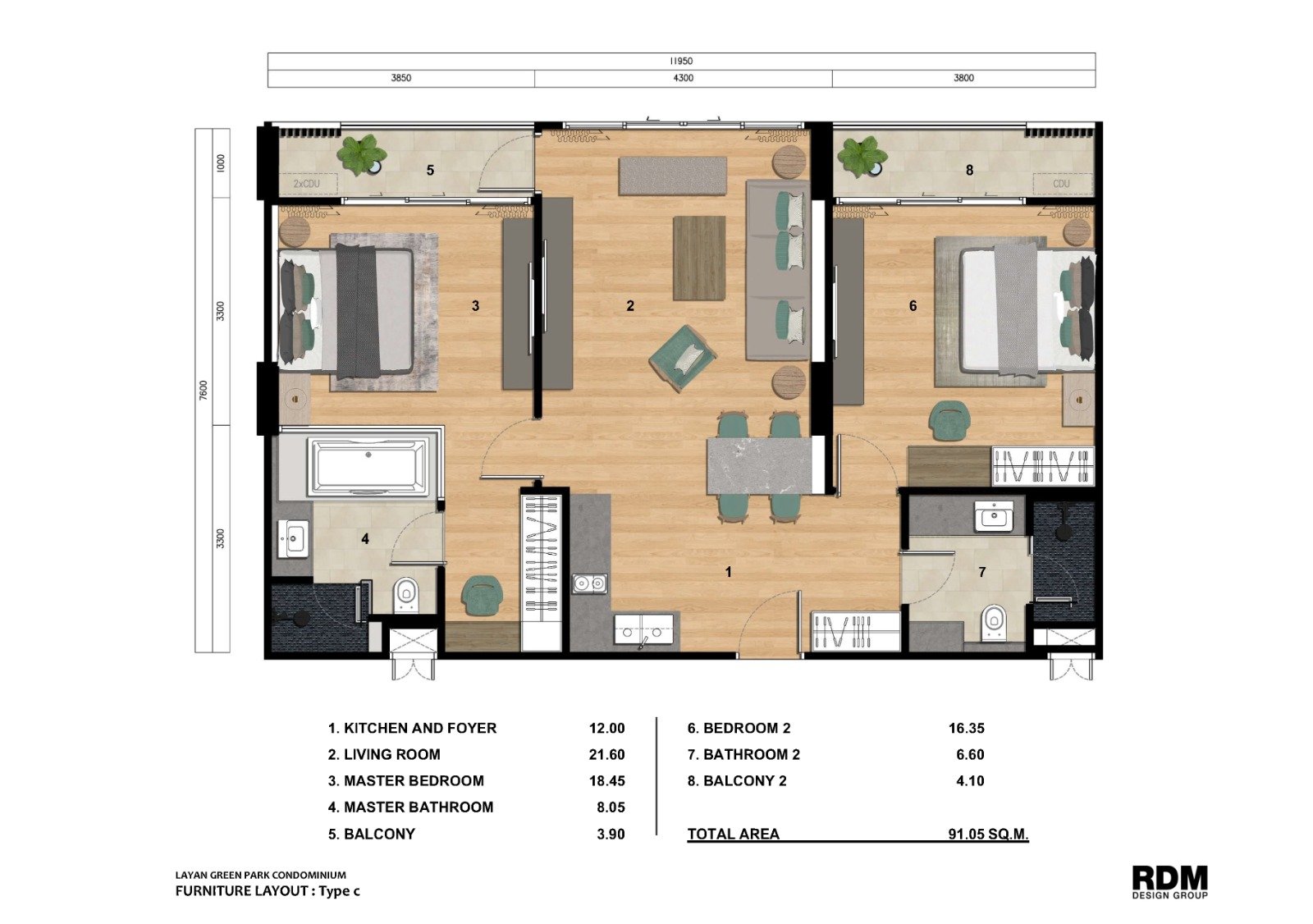 Floor Plan - 2-Bedroom Type C