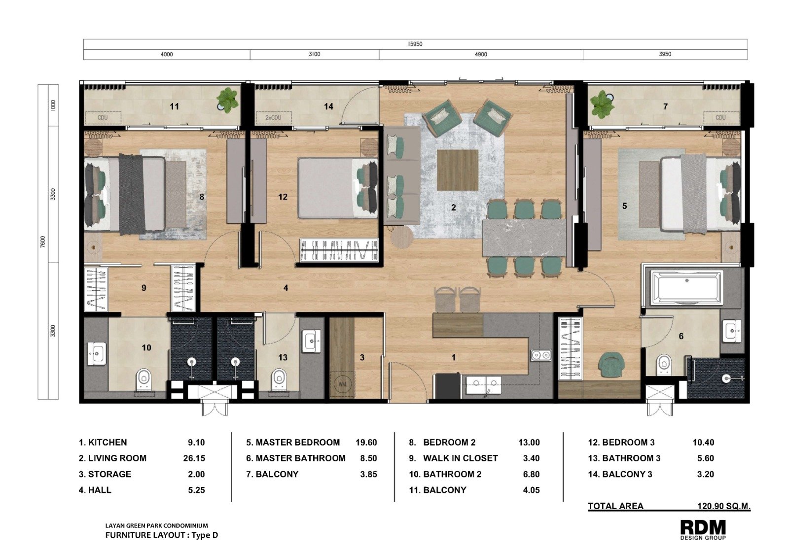 Floor Plan - 3-Bedroom Type D
