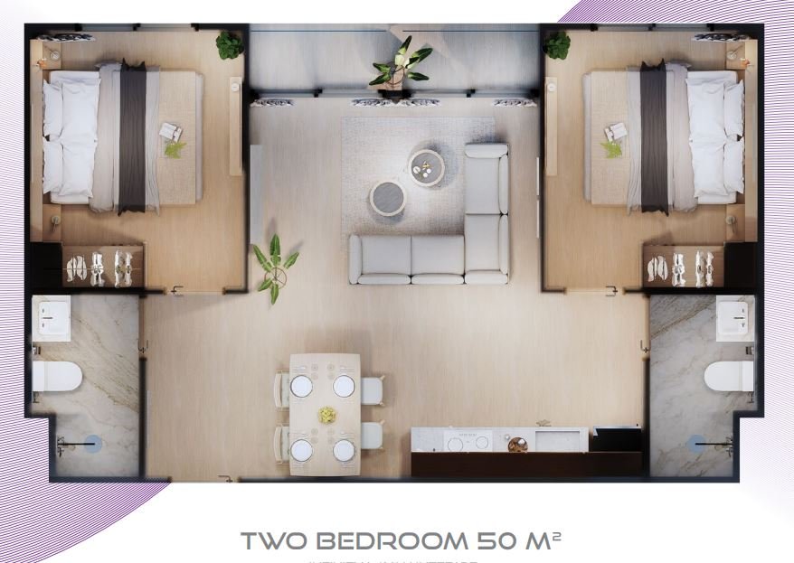 Floor Plan - 2-Bedroom 50 sqm.