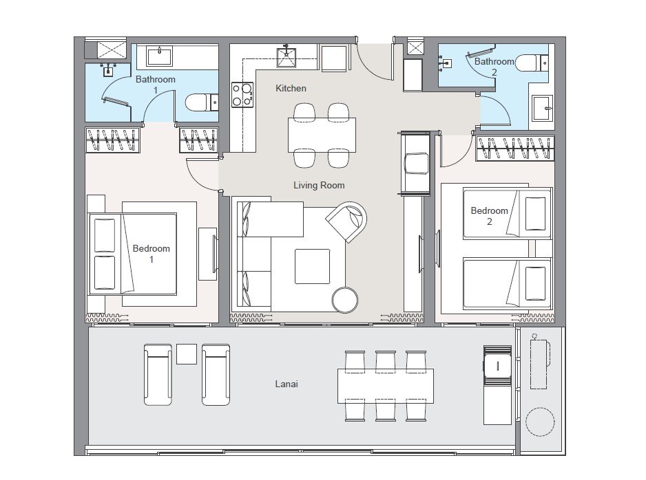 Example Floor Plan - 2-Bedroom Unit