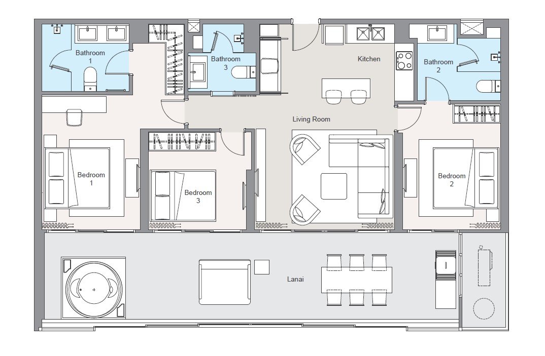Example Floor Plan - 3-Bedroom Unit