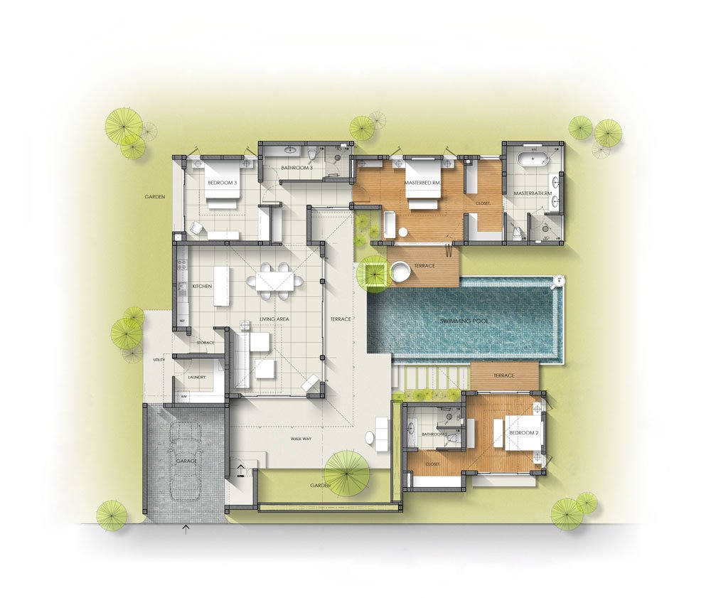 Floor Plan - 3-Bedrooms Villa